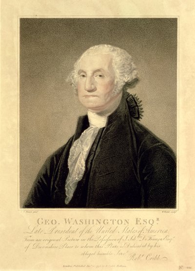 Portrait of George Washington (engraved by William Nutter, pub. by Robert Cribb, 1798) by Gilbert Stuart